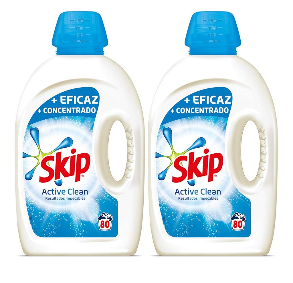 Pack 2 botellas de detergente líquido Skip Active Clean