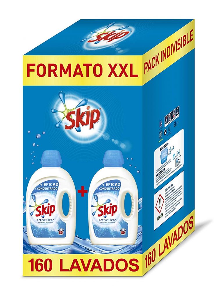 Pack dos botellas de detergente líquido Skip Active Clean